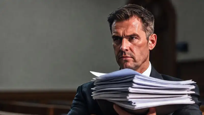 Un hombre serio en el tribunal