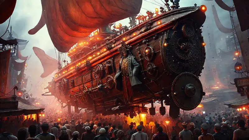 Un dirigible de vapor domina mercado vibrante