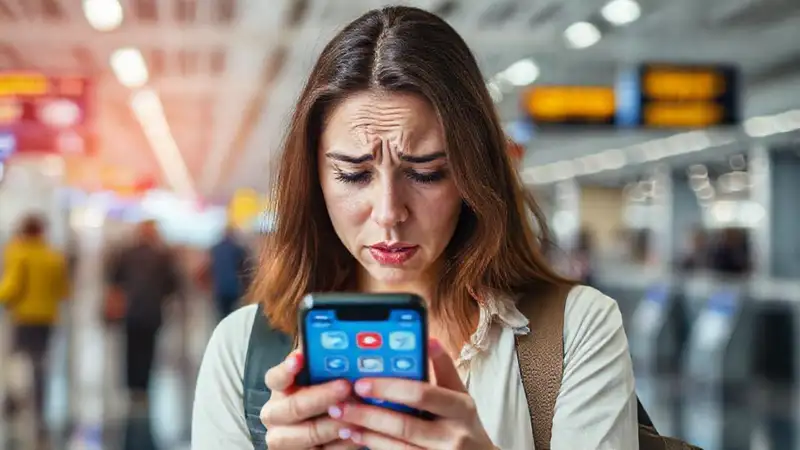 Mujer frustrada enfrenta problemas digitales y legales