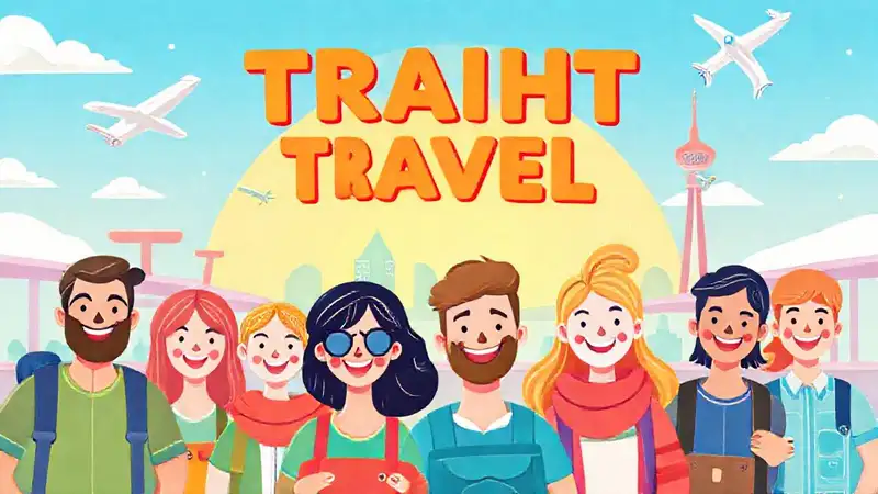 Un cartel de viaje alegre y vibrante
