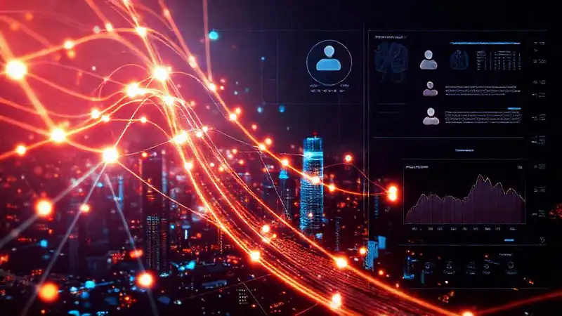 Visualización digital futurista y colorida