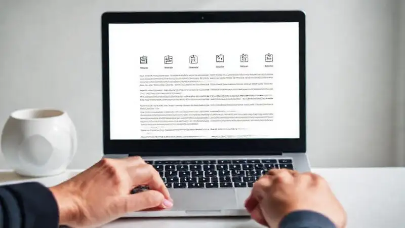 Una mano enfocada escribe en la laptop