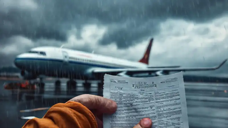 Un viajero frustrado enfrenta un avión abandonado