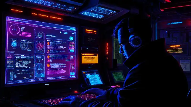 Un usuario frustrado navega un foro cyberpunk