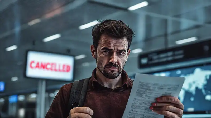 Viajero angustiado enfrenta vuelo cancelado legalmente