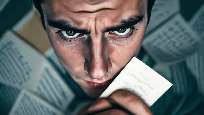 Un rostro pensativo y frustrado en miniatura