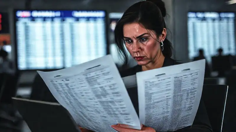 Una mujer ansiosa sobrecarga de información