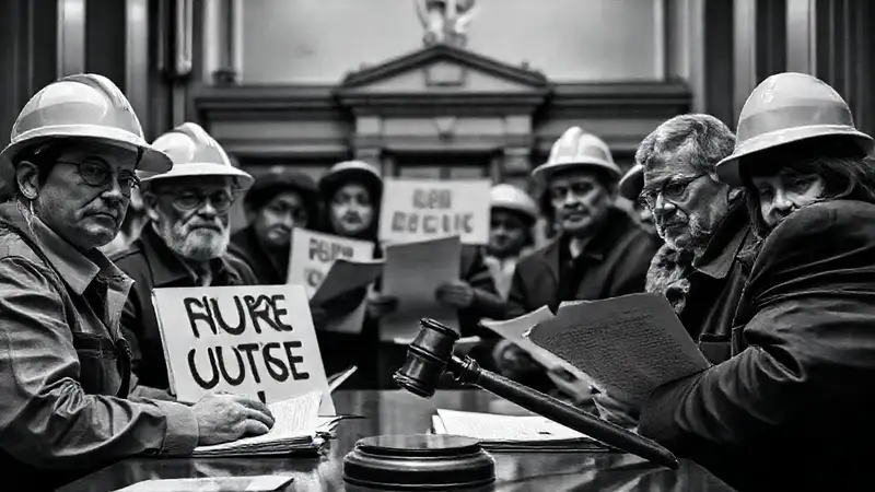 Trabajadores sindicales protestan en el juzgado