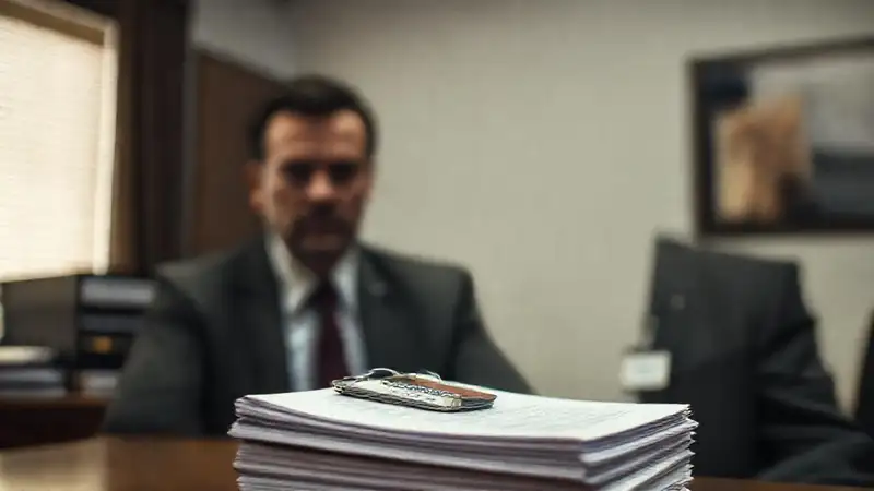 Un hombre serio revisa documentos serios