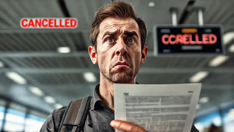 Viajero frustrado cancela vuelo en caos