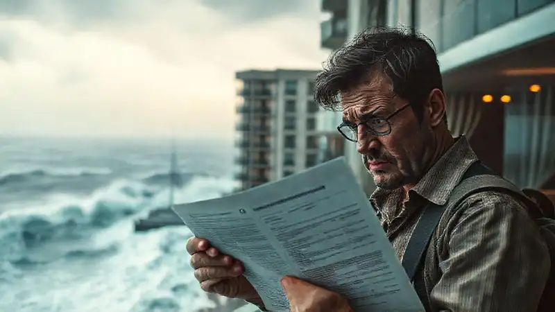 Viajero angustiado, seguro perdido en la tormenta