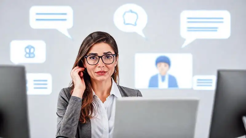 Una mujer útil resuelve frustraciones online
