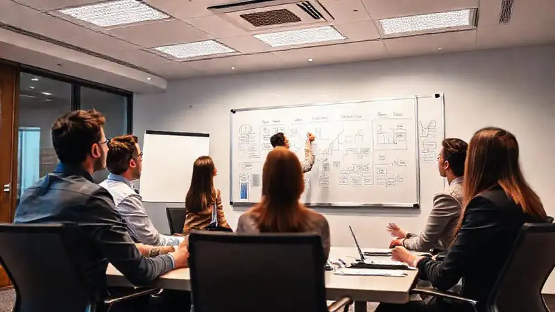 Profesionales enfocados en una sala moderna