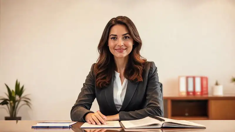 Una ejecutiva confiada trabaja en un despacho limpio