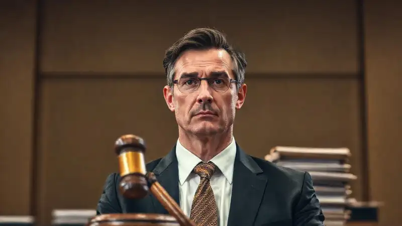 Fotografía formal de un tribunal serio
