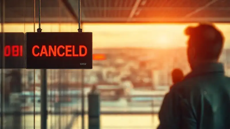 Pasajero frustrado ante vuelo cancelado