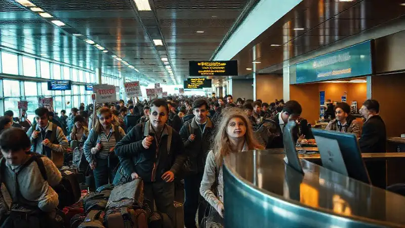 El aeropuerto sufría un caos por huelga