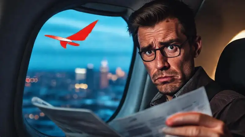 Viajero confundido, frustración en el vuelo