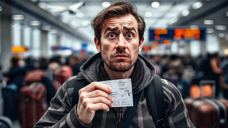 El viajero frustrado esperaba un vuelo retrasado
