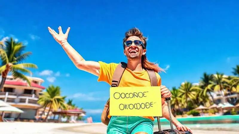 Viajero feliz disfruta de viaje extra
