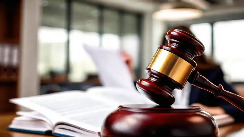 Una mujer preocupada en un bufete legal