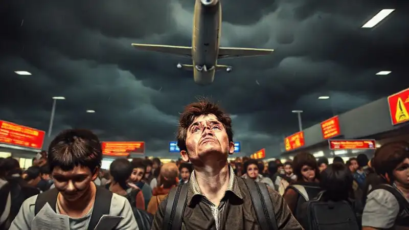 El aeropuerto era un caos caótico
